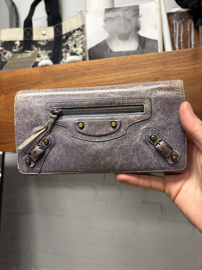 Balenciaga Purple Leather ‘City’ Long Wallet