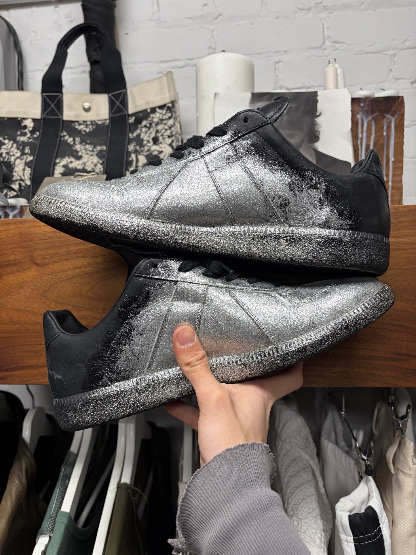 Maison Margiela ‘Silver Dipped’ Black G.A.T. Low Top Sneakers