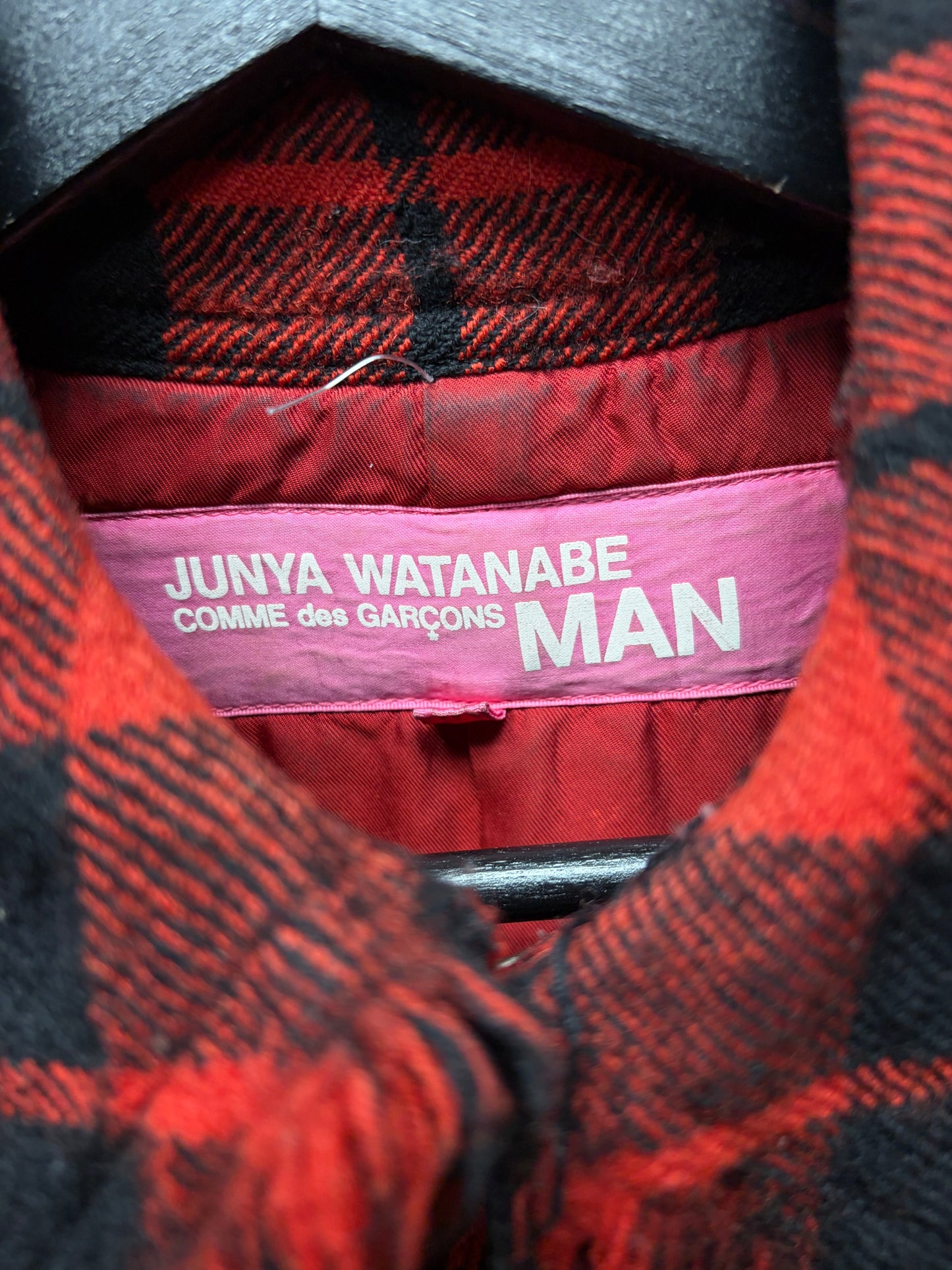 AW2002 Junya Watanabe Plaid Distressed Wool Trench Coat