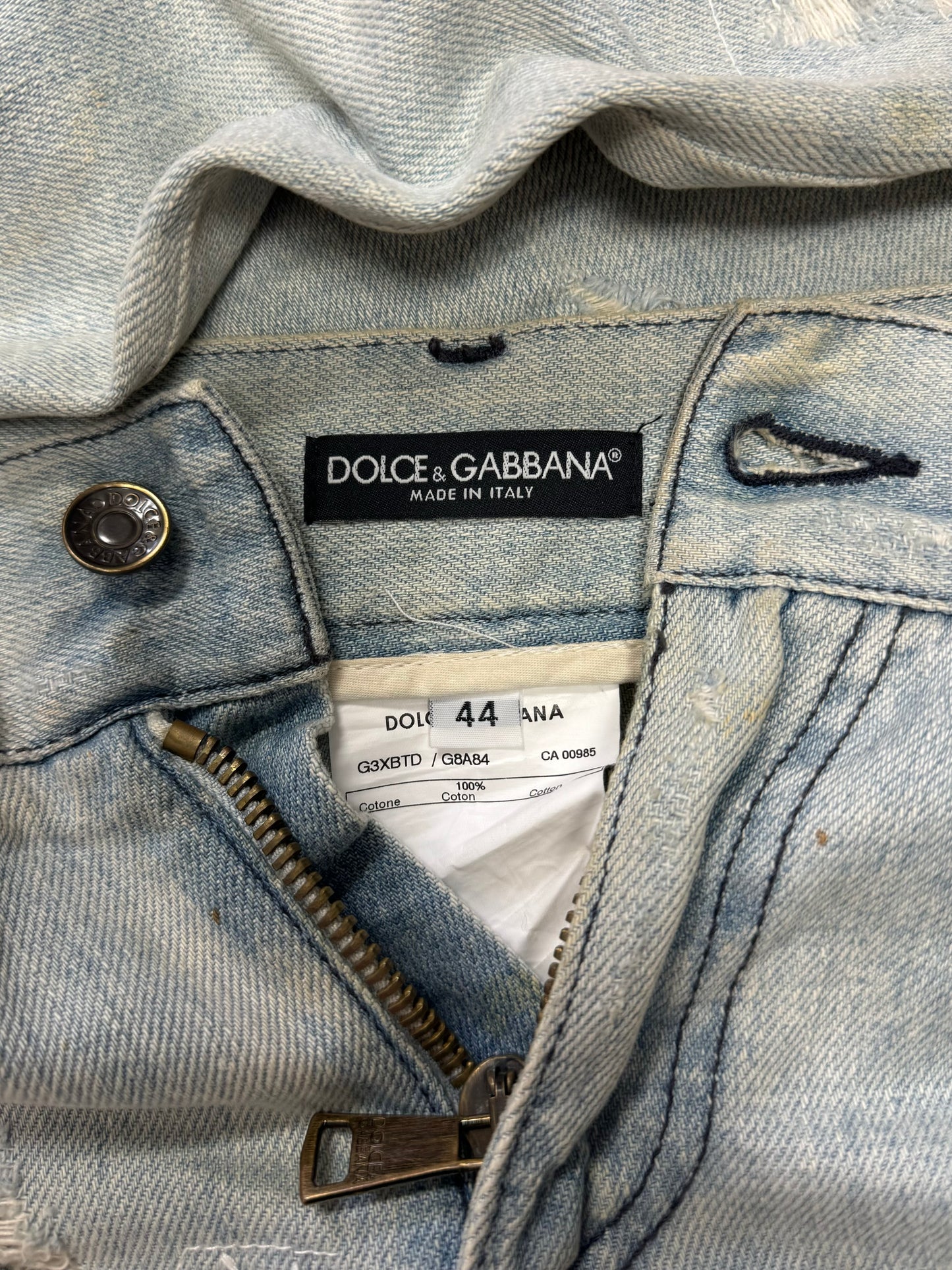 2000s Dolce & Gabbana Light Wash Distressed Boot Cut Denim