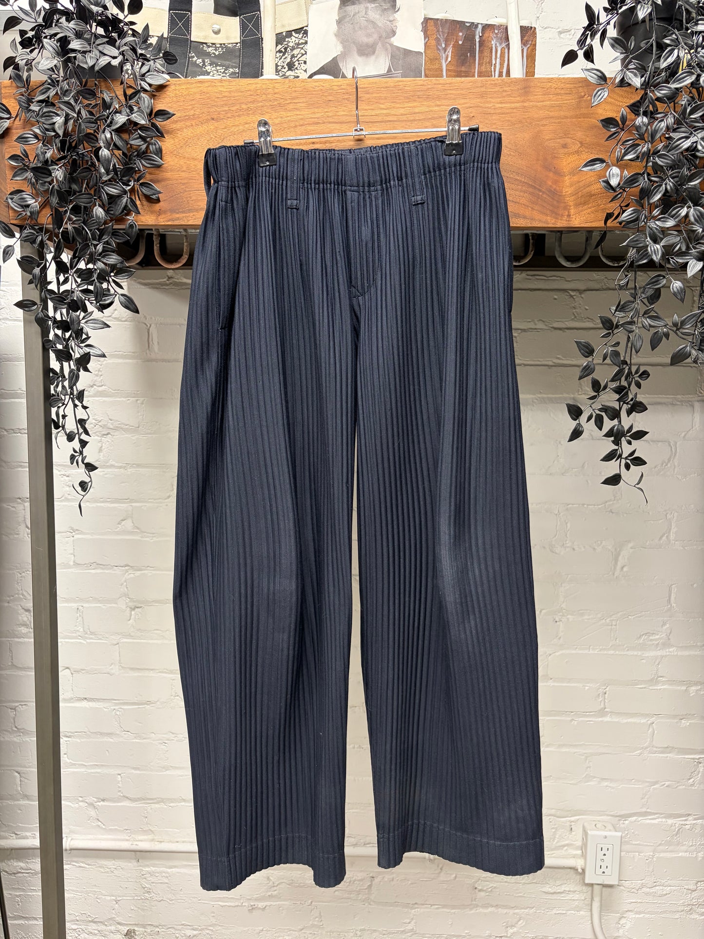 Issey Miyake Homme Plisse Pleated Wide Leg Trousers