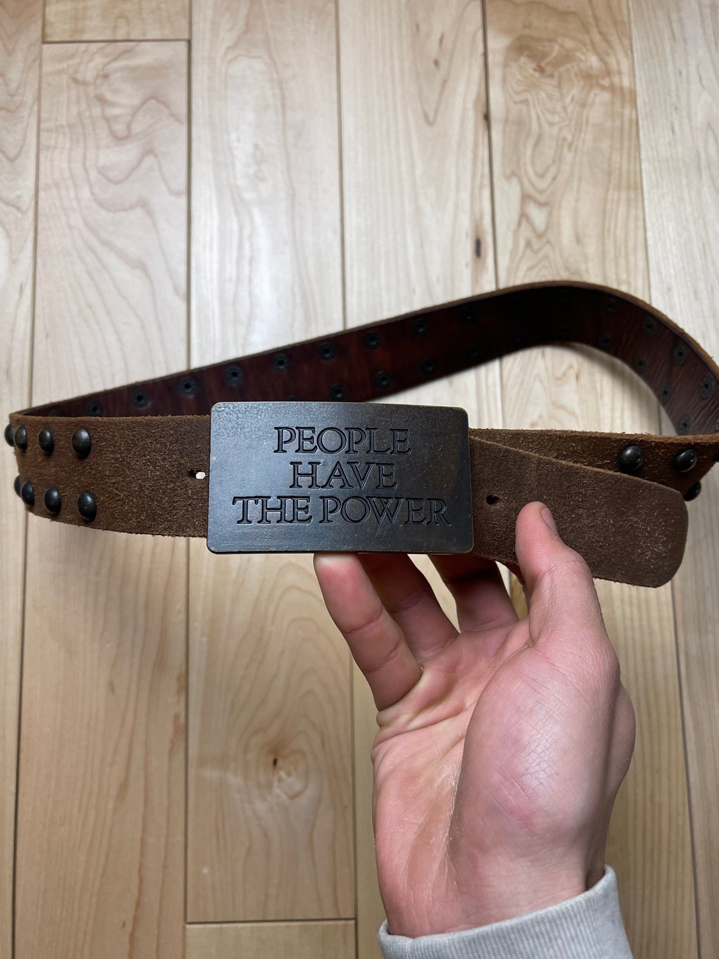 2000s Hysteric ‘People Have the Power’ Studded Leather Belt