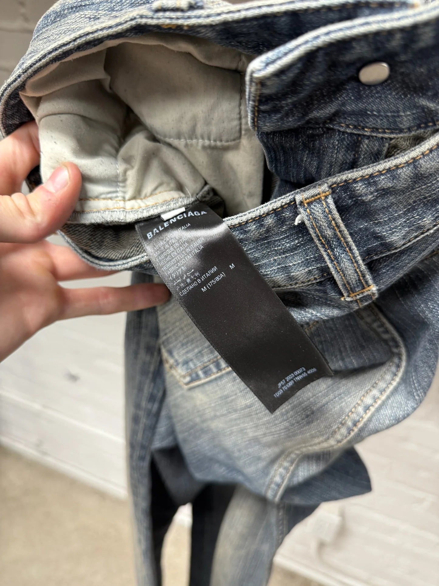 2023 Balenciaga ‘Lost Tapes’ Flared Dirt Wash Blue Denim