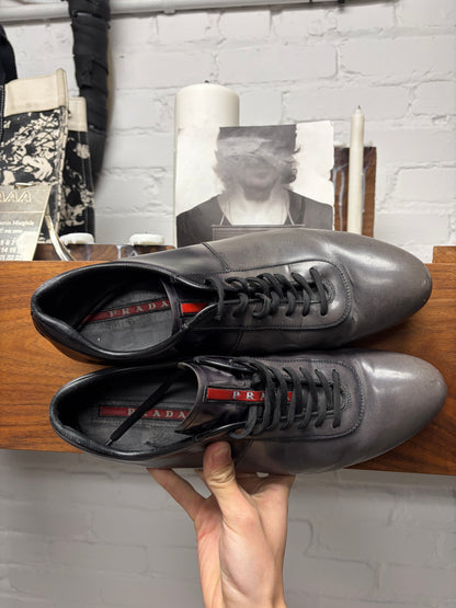 AW2007 Prada Gradient Grey/Midnight Black Leather Low Top Sneakers