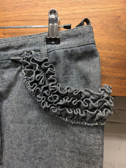 SS2002 Chanel Cruise Pearl ‘Wallet Chain’ Denim Embellished Midi Skirt
