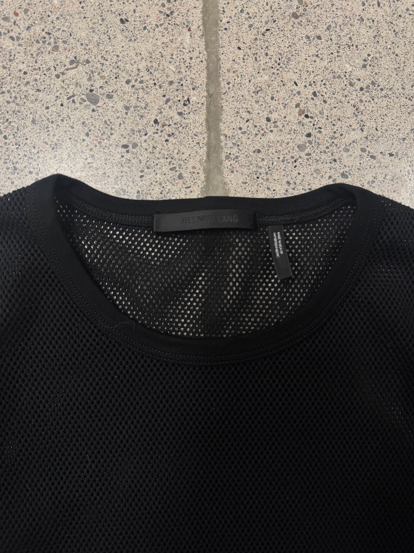 Helmut Lang Black Mesh Logo T-Shirt