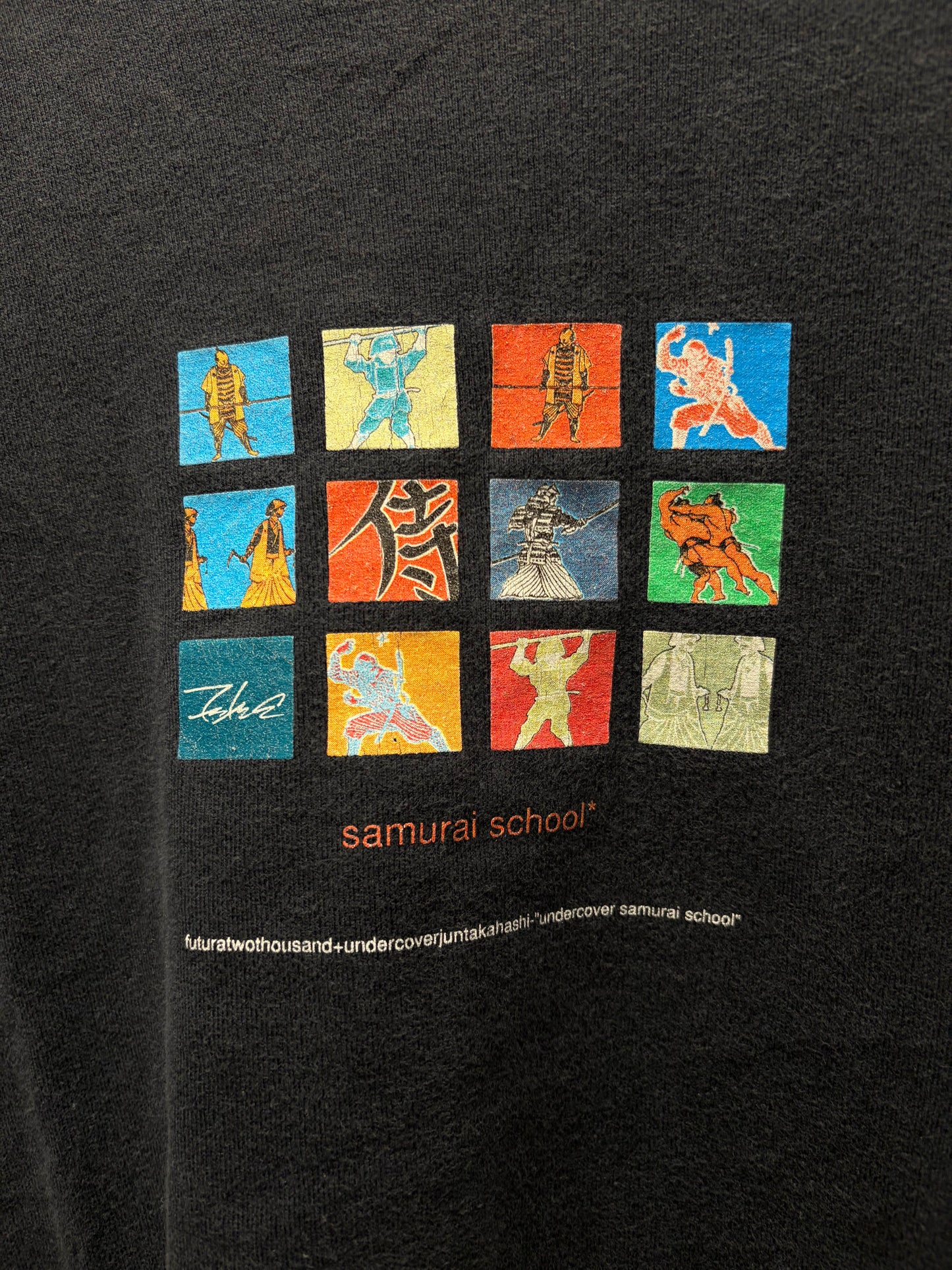 2000s Undercover ‘Samurai School’ Faded Black T-Shirt