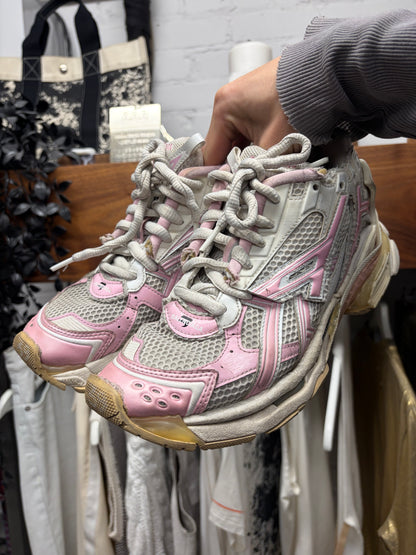 Balenciaga Pink/Grey ‘Track Runner’ Low Top Sneakers