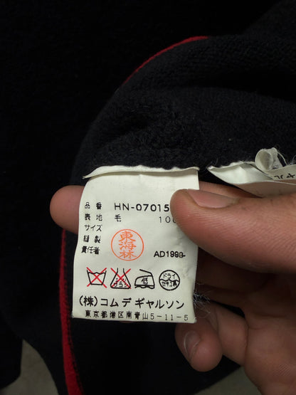 AW1999 Comme Des Garçons Homme ‘Red Hem’ Black Wool Knit Sweater