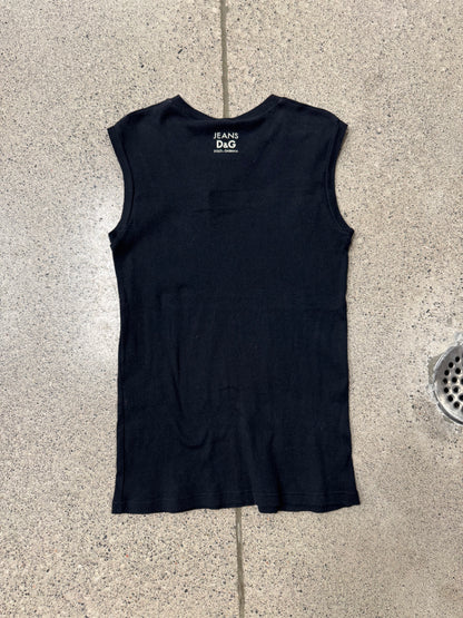 Dolce & Gabbana Ribbed Black Tank Top