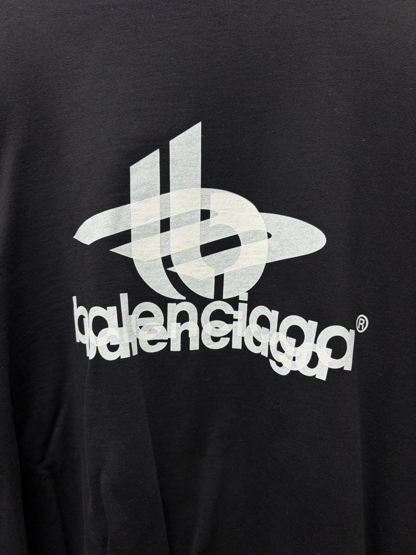 SS2024 Balenciaga ‘Layered Sports Logo’ Black Heavy Cotton Sweatshirt