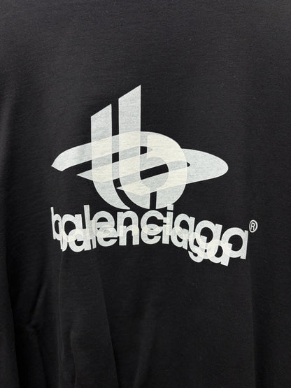 SS2024 Balenciaga ‘Layered Sports Logo’ Black Heavy Cotton Sweatshirt