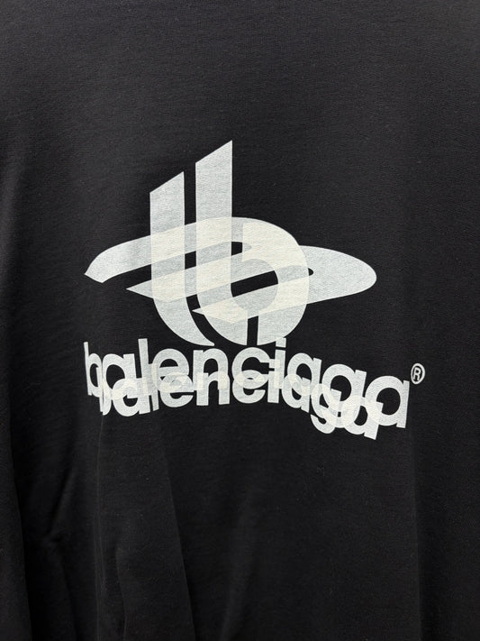 SS2024 Balenciaga ‘Layered Sports Logo’ Black Heavy Cotton Sweatshirt