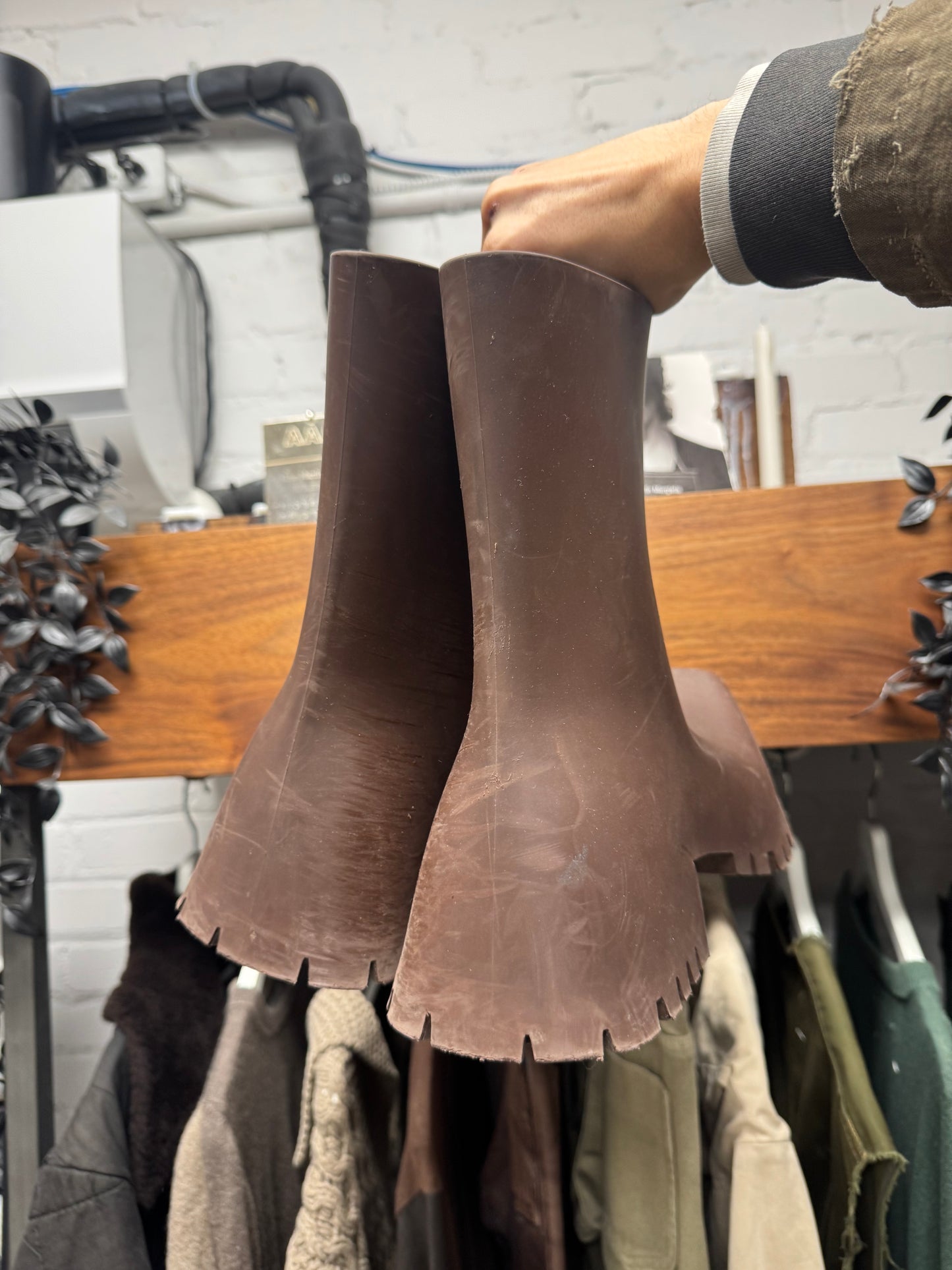 Balenciaga ‘Trooper’ Square Toe Chocolate Brown Combat Boots