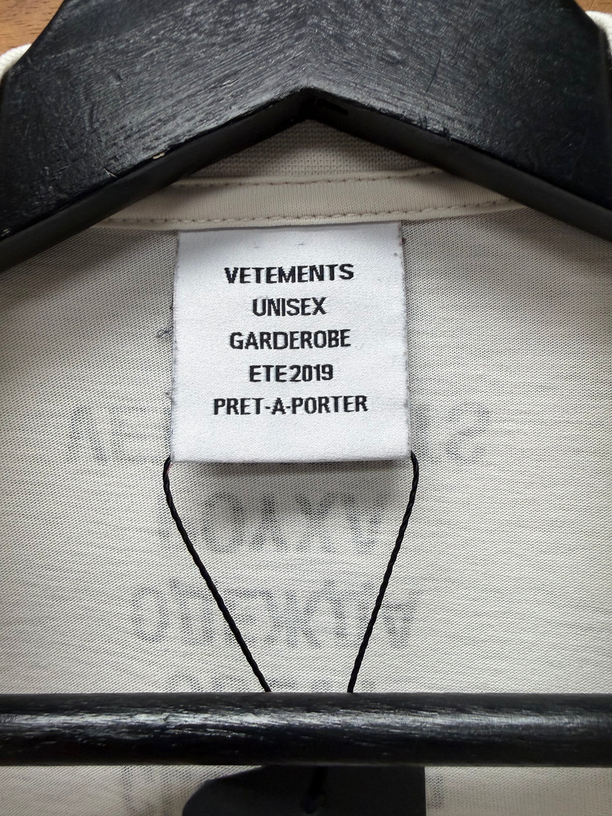 SS2019 Vetements ‘Translation’ White Embroidered Logo T-Shirt