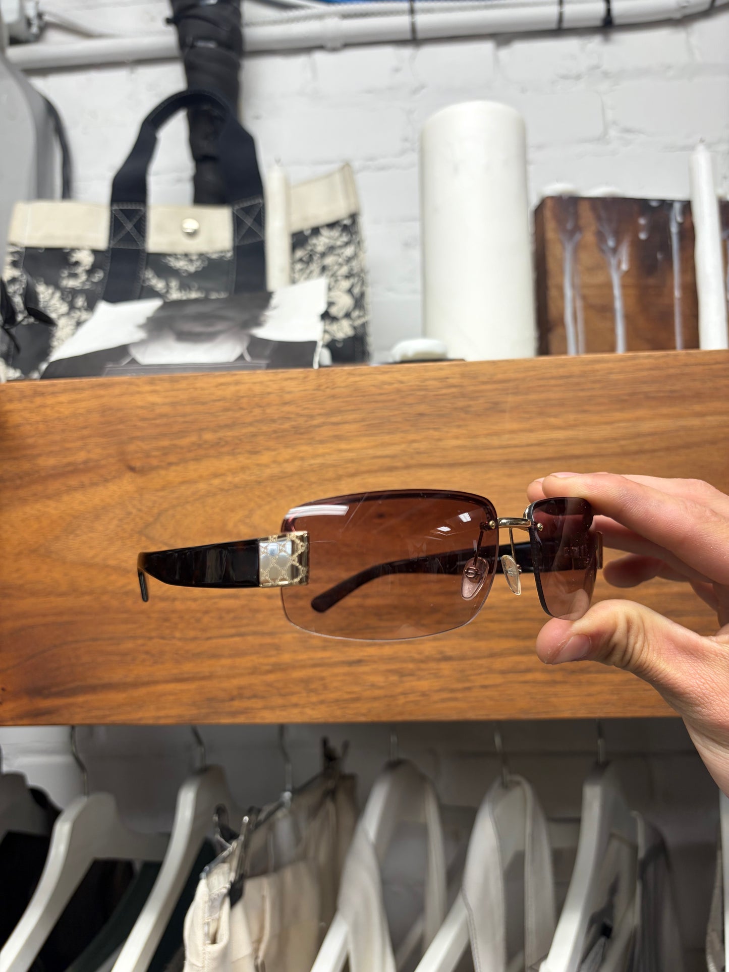 Gucci ‘Guccisima’ Purple Tinted Rimless Sunglasses