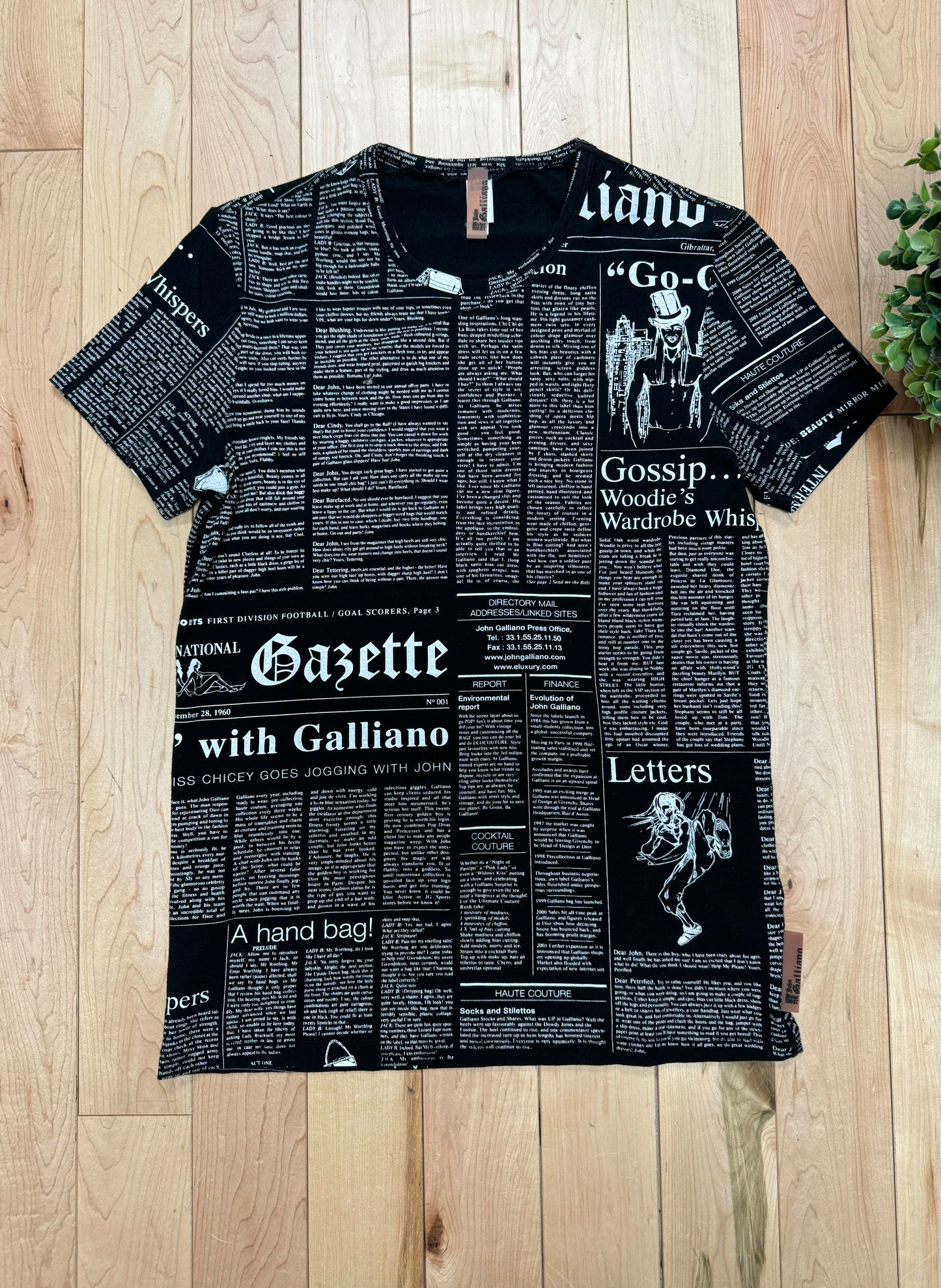 Galliano ‘Gazzette Newspaper Print Graphic T-Shirt