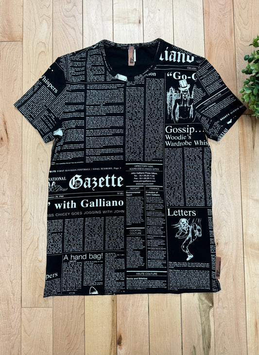 Galliano ‘Gazzette Newspaper Print Graphic T-Shirt