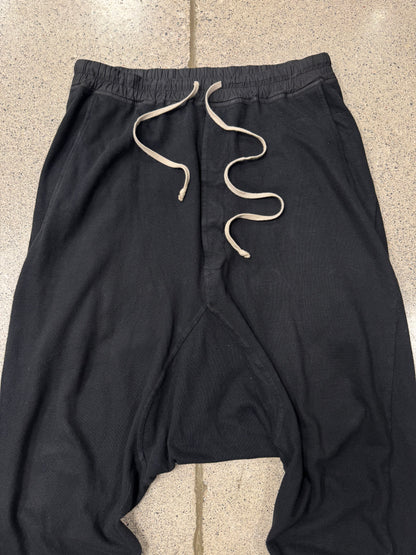 Rick Owens DRKSDHW Black Heavy Cotton ‘Pod’ Drop Crotch Sweatpants