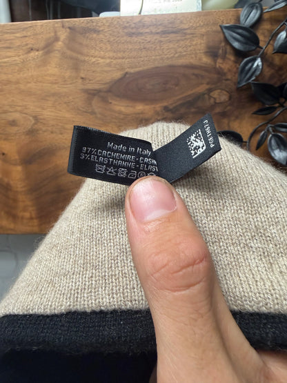 Chanel ‘CC Interlock Logo’ Black Cashmere Knit Beanie