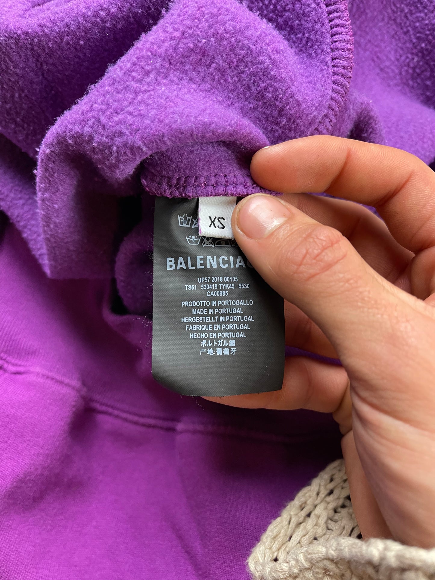 2018 Balenciaga Purple Spell Out Logo Hoodie