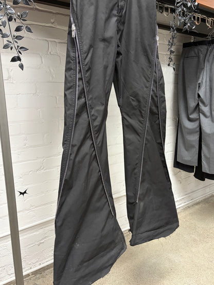 SS2023 Rick Owens ‘Edfu’ Banana Zip Black Flared Leg Pants