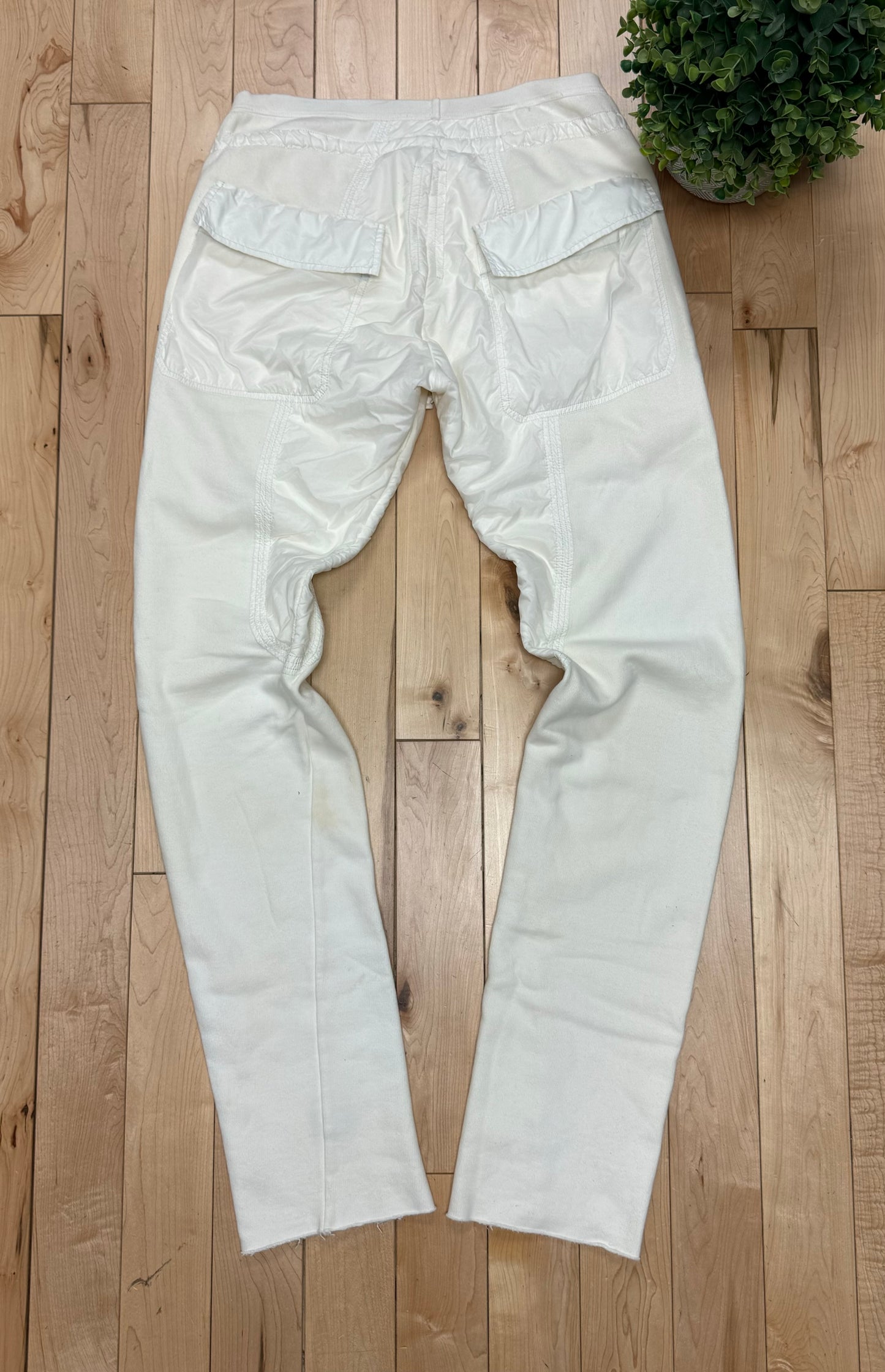 Rick Owens Cream White Drawstring Creatch Cargo Pants