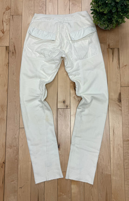 Rick Owens Cream White Drawstring Creatch Cargo Pants