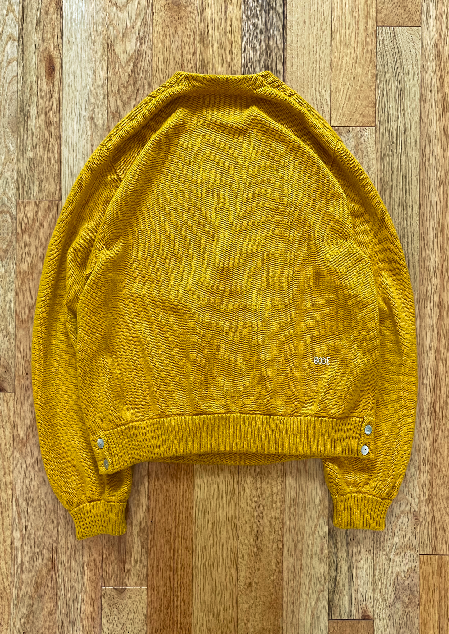 Bode Double Breasted Marigold Yellow Cardigan