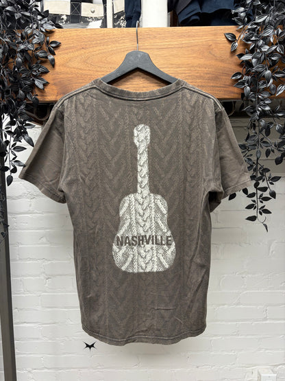 AW2007 Number (N)ine ‘Love God Murder’ Brown Guitar Graphic Short Sleeve Shirt