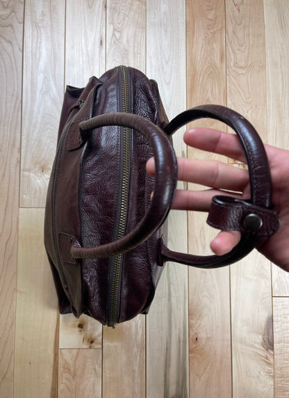 Issey Miyake Ox Blood Red Top Handle Leather Purse