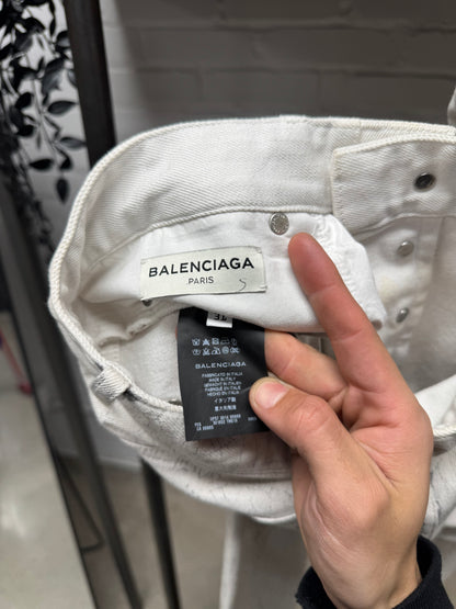 2014 Balenciaga ‘Paint Cracked’ White Skinny Jeans