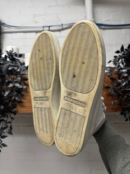 Balenciaga Cream White Leather ‘Arena’ High Top Sneakers