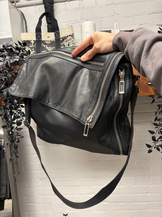 AW2005 Dior Homme by Hedi Slimane Black Lambskin Leather ‘Deville’ Side Bag