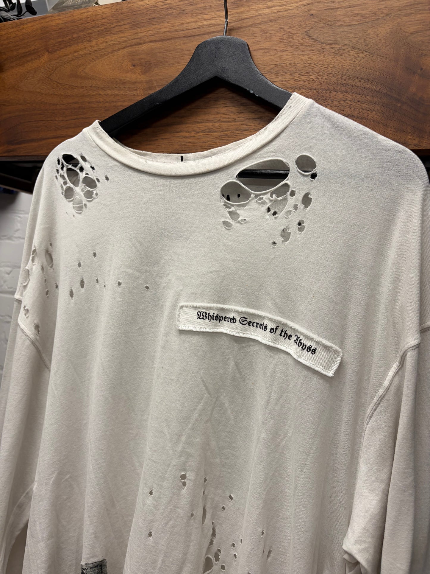 Ann Demeulemeester ‘Emil’ Bondage Long Sleeve with Patch Distressing