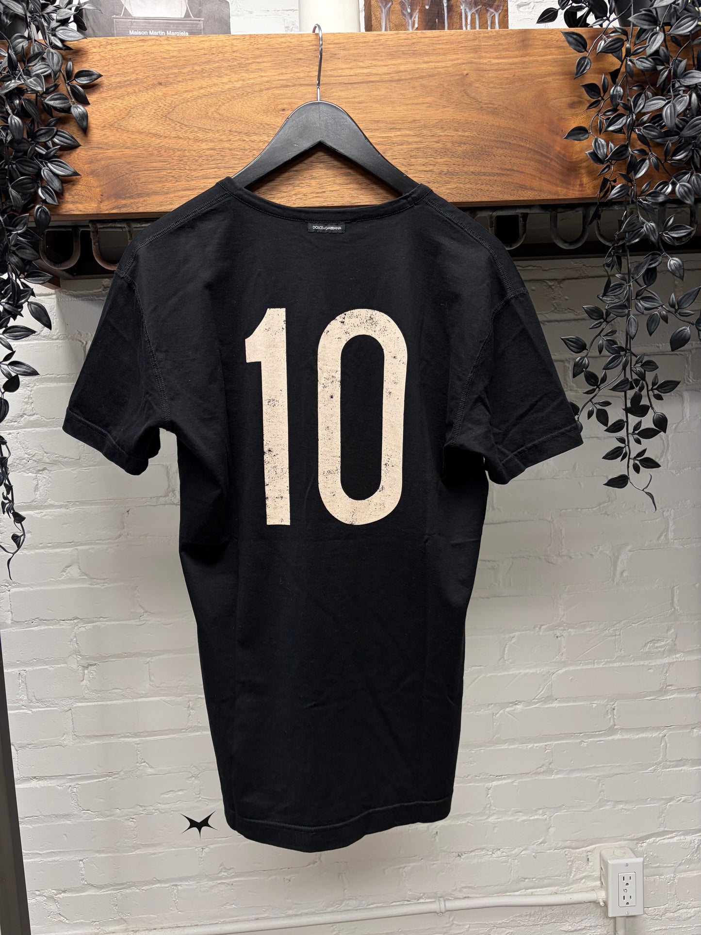 2000s Dolce & Gabbana ‘Mickey Mouse’ Black Cotton V-Neck Shirt
