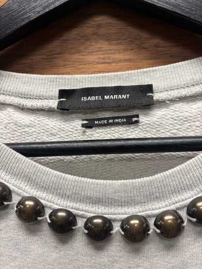 Isabel Marant Beaded Ball Stud Grey Cotton Sweatshirt