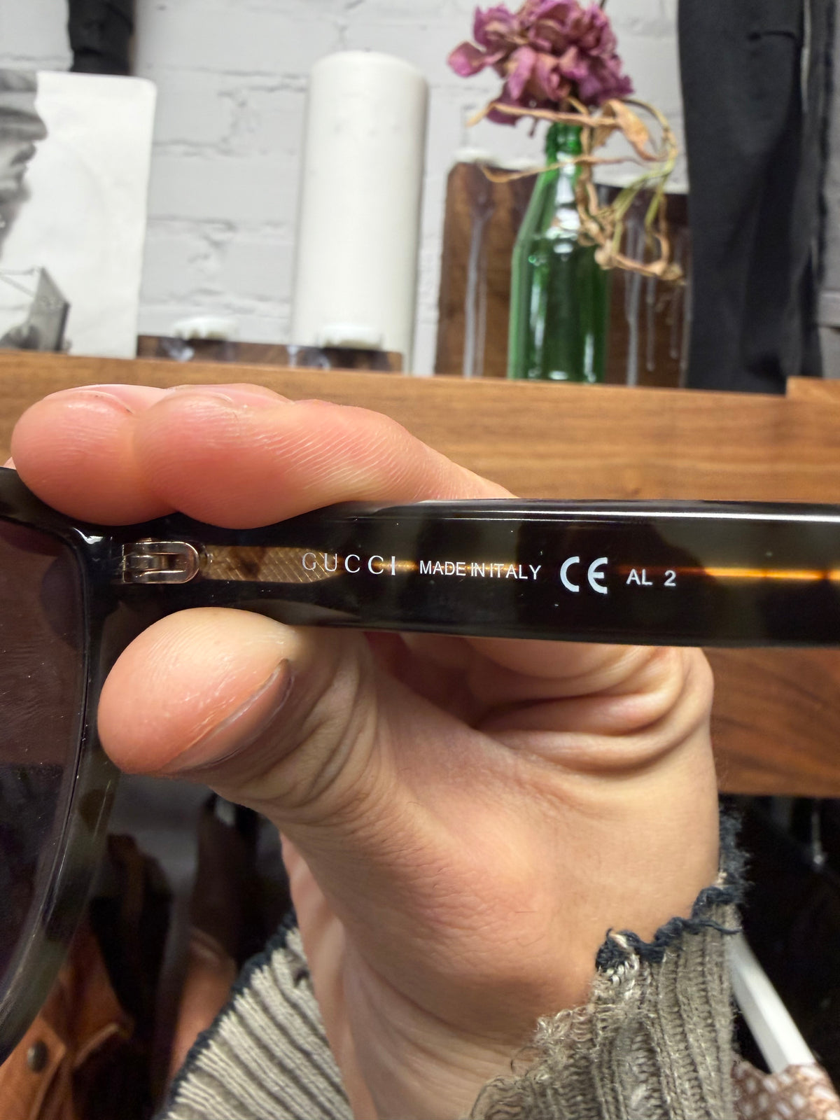 Gucci Brown/Gold ‘GG Logo’ Tortoiseshell Aviator Sunglasses