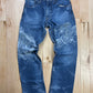 Eternal Tiger & Dragon Blue Washed Wide Cut Denim