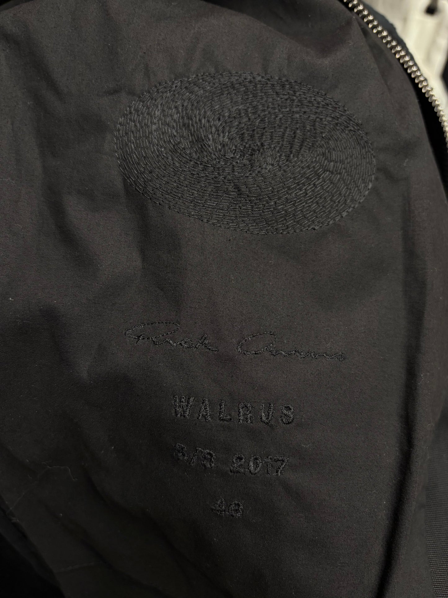 SS2017 Rick Owens ‘Walrus’ Patchwork Black Cotton Canvas Bomber Jacket