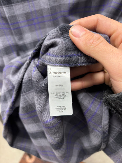 SS2024 Supreme Purple/Grey Plaid Flannel Collared Shirt
