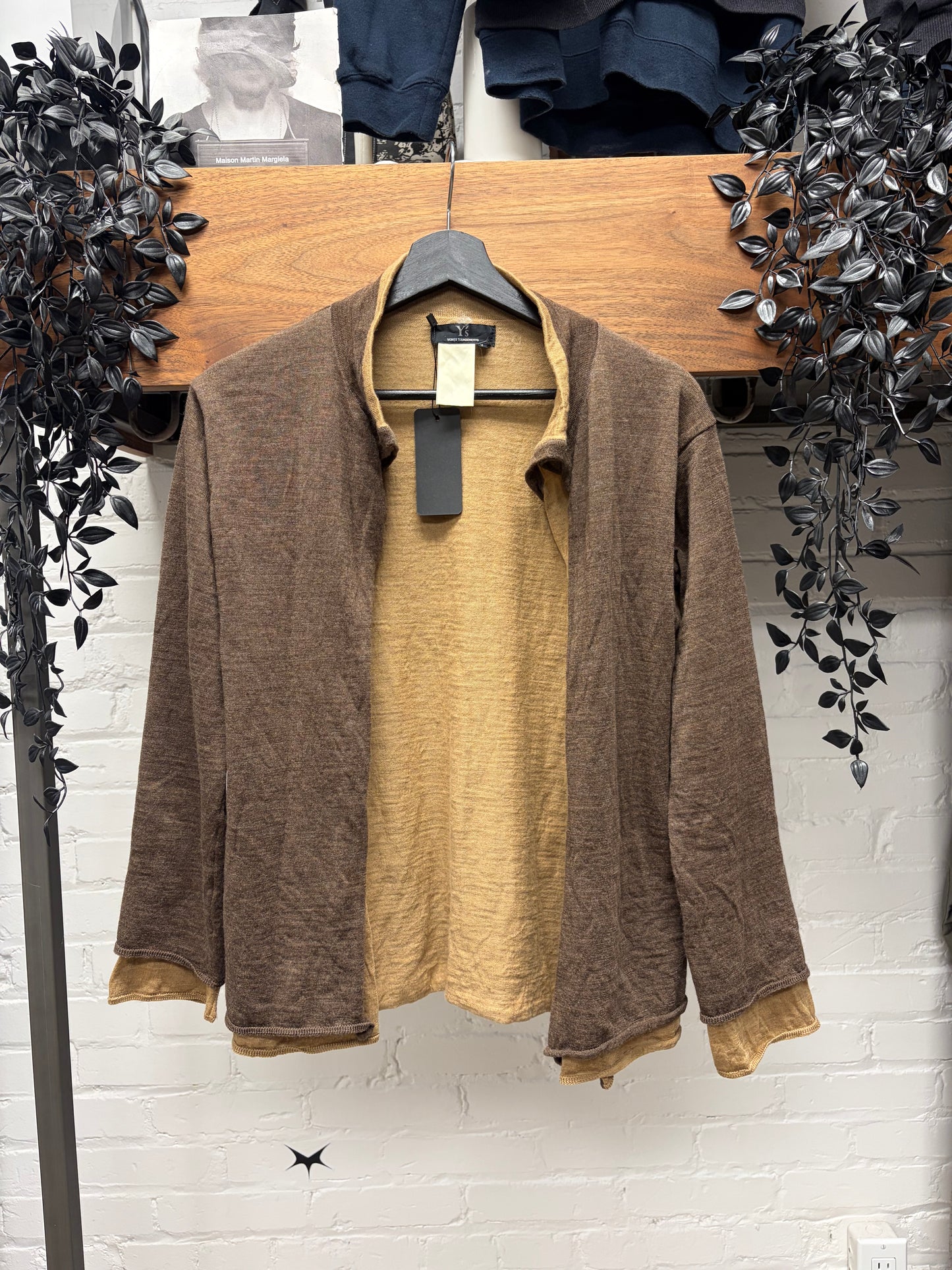 Yohji Yamamoto ‘Layered Fabric’ Two Tone Cardigan Shawl