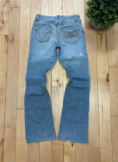 Dolce & Gabbana Flared Cut Washed Blue Denim