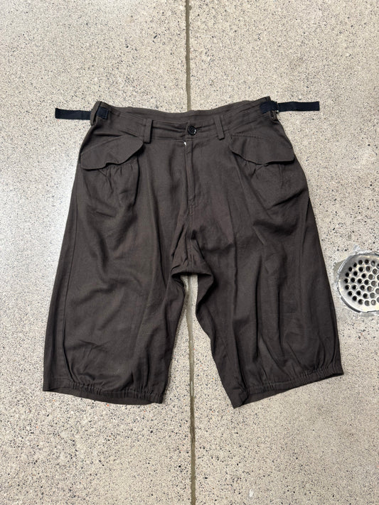Yohji Yamamoto ‘Y’s’ Buckle Waist-Strap Brown Cargo Shorts
