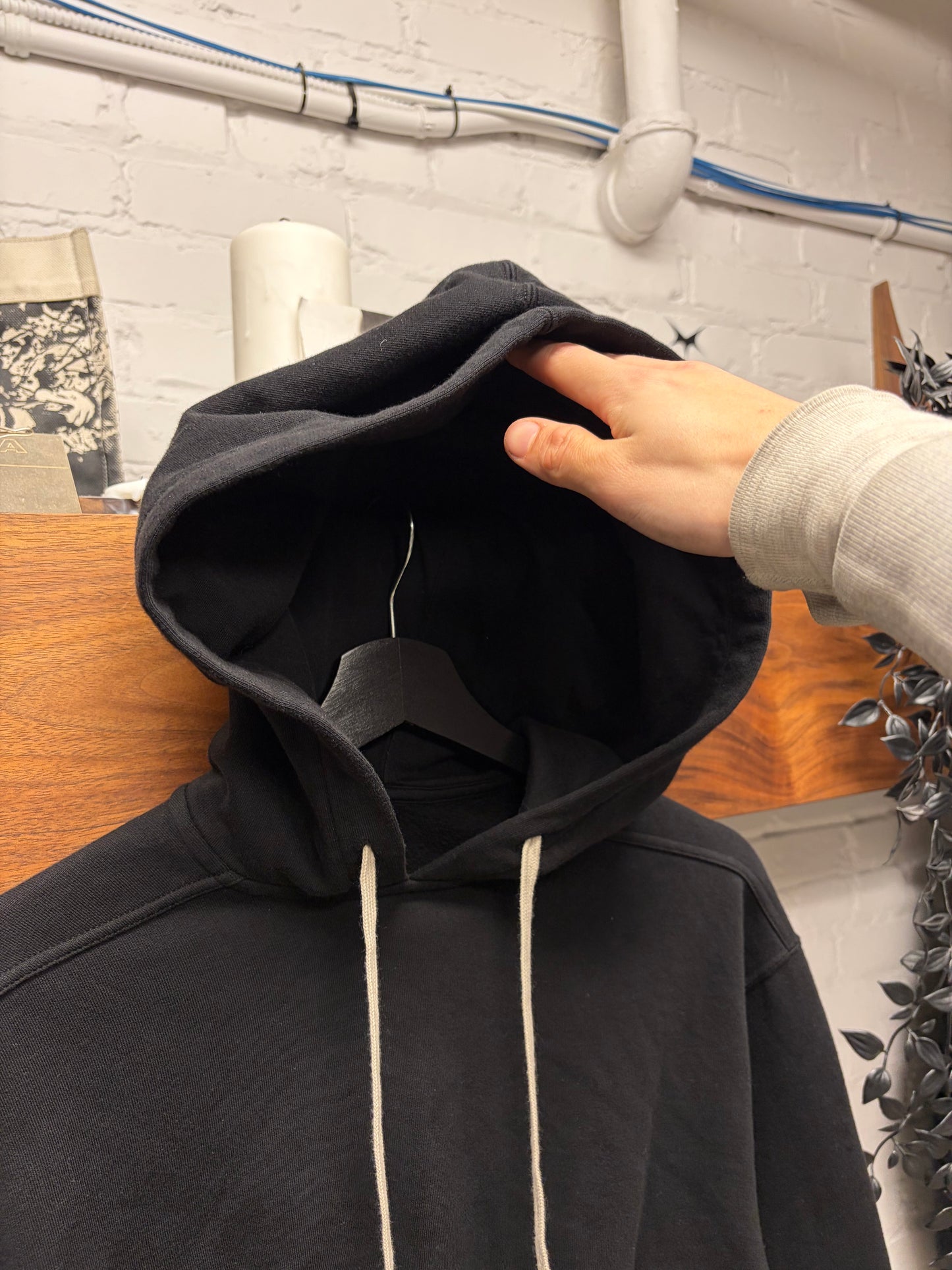 Rick Owens DRKSHDW Cropped Black Drawstring Hoodie