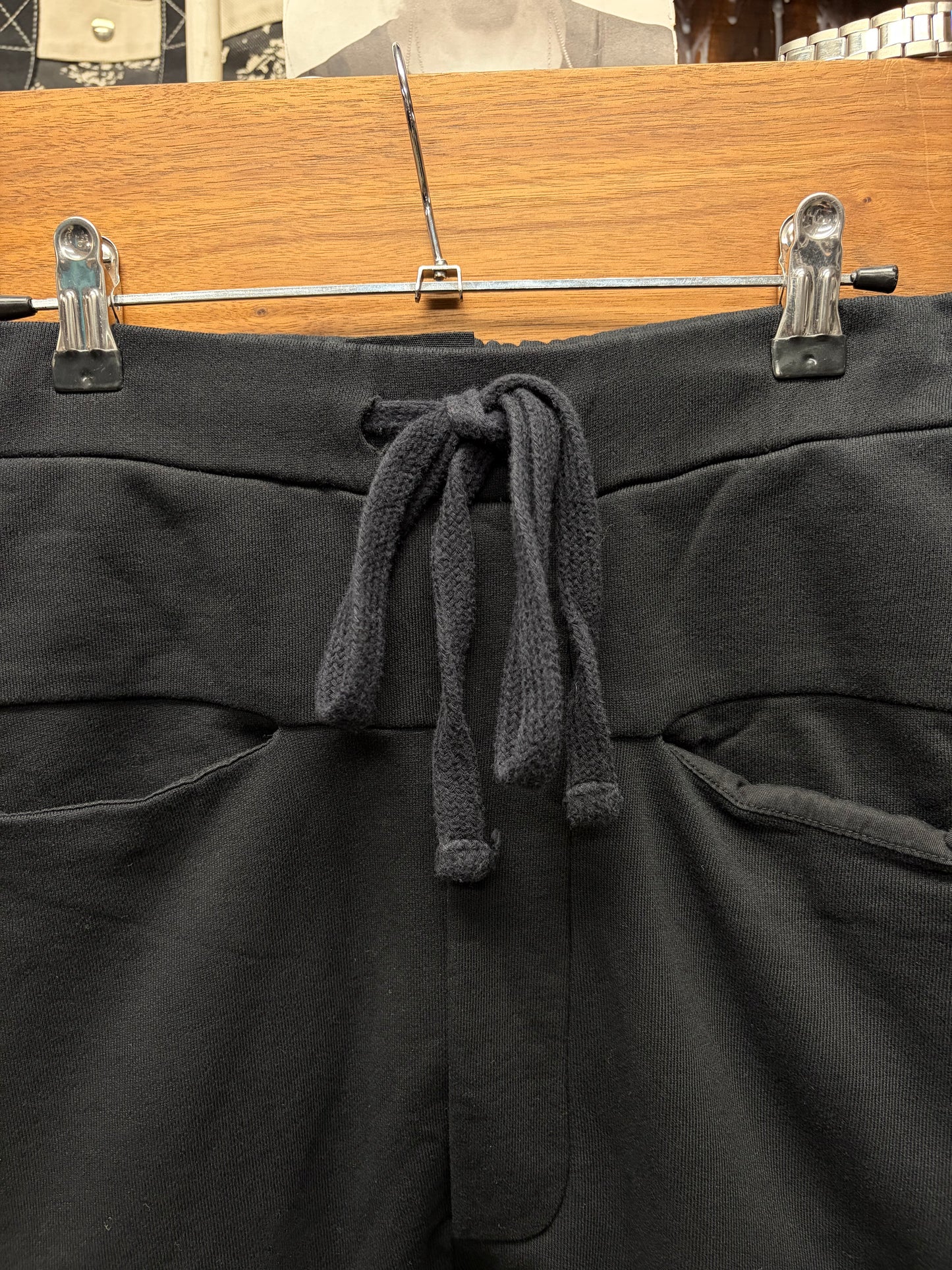 Thom Krom Drop Crotch ‘Pod’ Black Cotton Drawstring Shorts