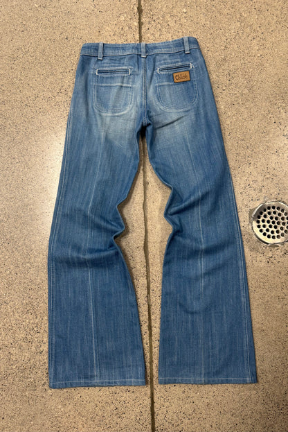 SS2004 Chloe by Phoebe Philo Flared Blue Low Rise Denim