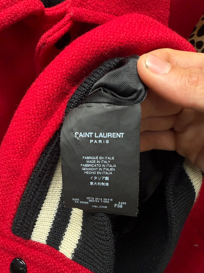 AW2014 Saint Laurent by Hedi Slimane ‘Leopard’ Pony Hair/Red Wool Teddy Jacket