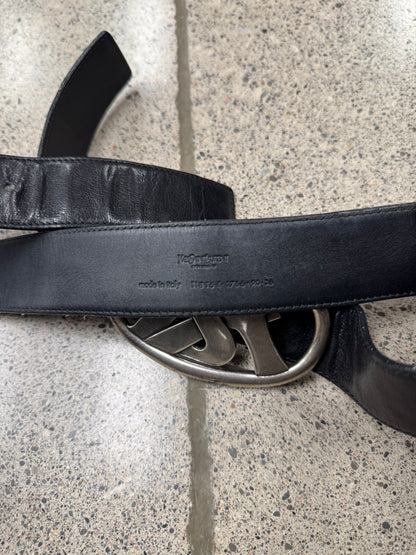 Vintage YSL Silver ‘Spellout’ Buckle Belt