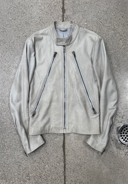 SS2009 Maison Martin Margiela ‘5-Zip’ White Leather Jacket